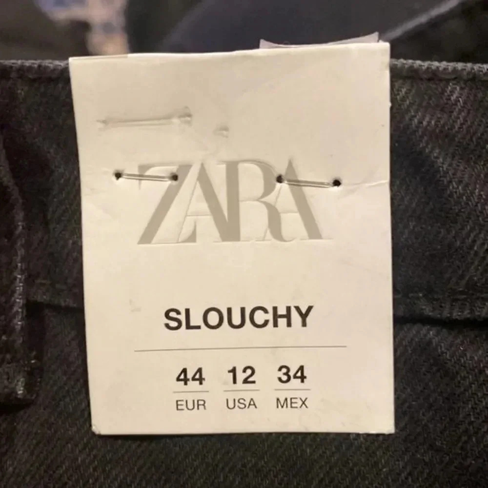 Zara Black Denim Relaxed Baggy Snap-Ankle Jeans - Picture 9 of 14
